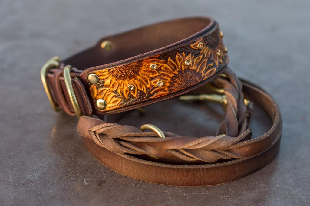 Sunflowers Leather Collar - Rocky & Maggie's Pet Boutique and Salon