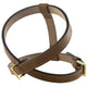 Frida Firenze plain brown leather harness with dual straps and gold-tone buckles.