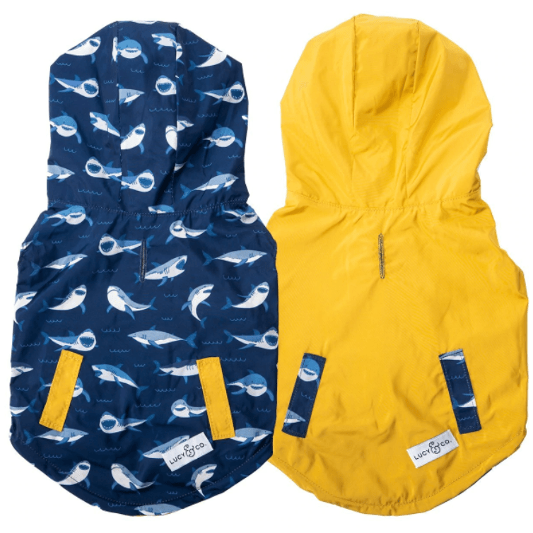 The Shark Attack Reversible Raincoat - Rocky & Maggie's Pet Boutique and Salon