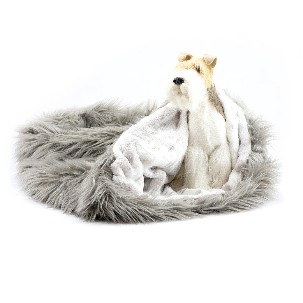 Taupe Shag with Platinum Snow Cuddle Cup - Rocky & Maggie's Pet Boutique and Salon