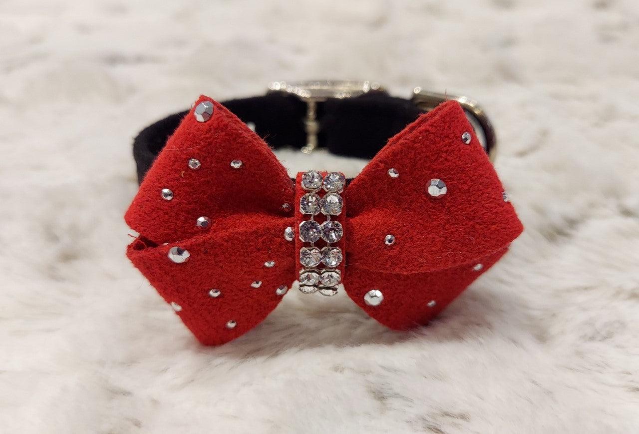 Silver Stardust Nouveau Bow Collar - Rocky & Maggie's Pet Boutique and Salon