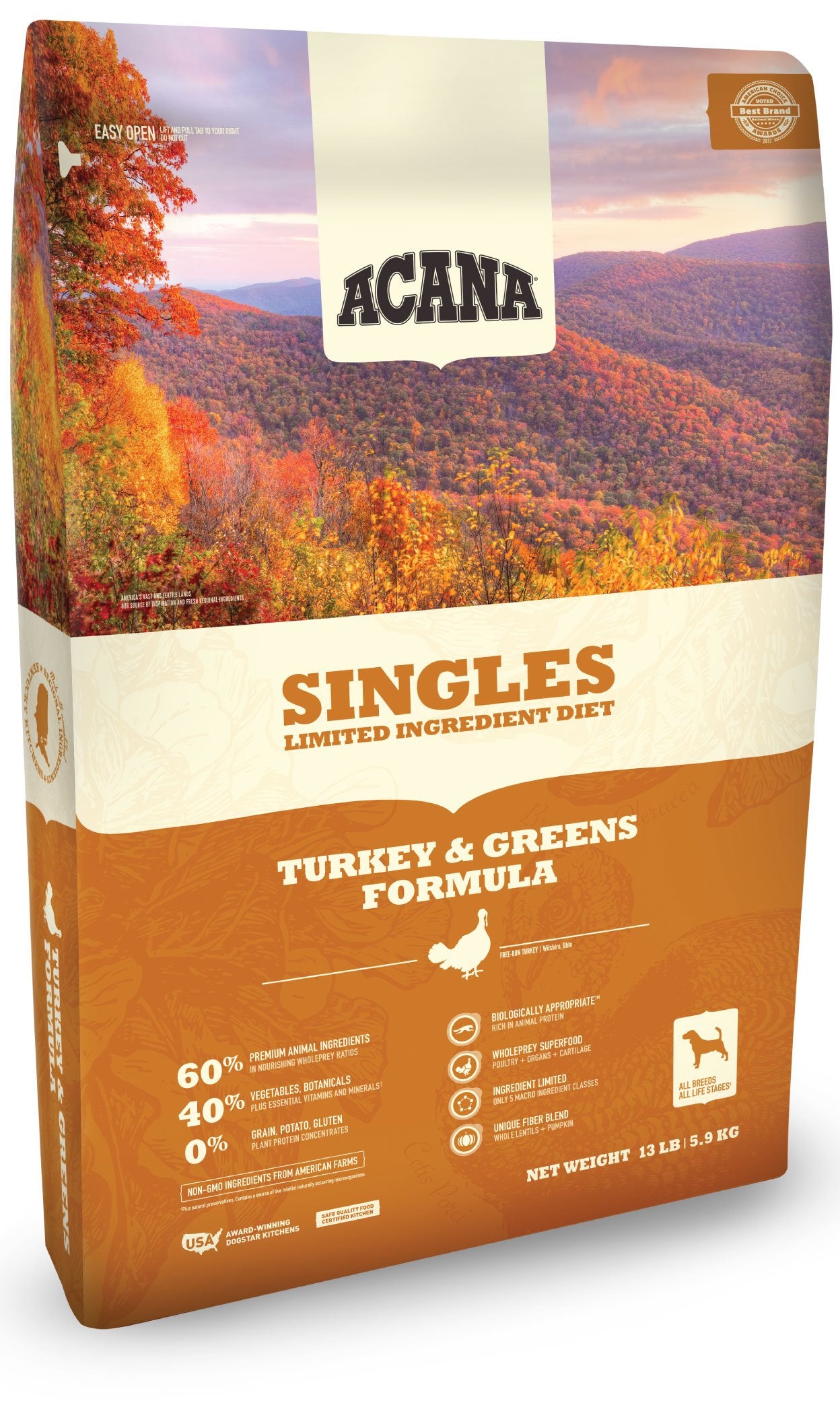 Acana Singles Turkey & Greens Dog Food - Rocky & Maggie's Pet Boutique and Salon